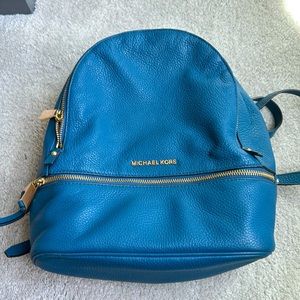 Michael Kors pebble leather blue backpack